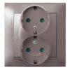 IMPRESJA Gniazdo podwójne z uziemieniem schuko z przesłonami torów prądowych kompletne z ramką tytan GP-2YSP/23 OSPEL