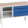 Stół warsztatowy szer. 1500mm Nie Ławka do przechowywania Stal dł. 600mm wys. 830 → 930mm