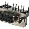 RS PRO Złącze D-sub 9-pinowe Kąt prosty 2.77 mm Pitch Otwór przelotowy Złoty Żeńskie od 4 do 40 UNC
