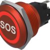 Vandal-proof pushbutton, red, illuminated  (red), mounting Ø 22 mm, IP65/IP67, 82-6751.1114.B015