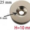 Magnes neodymowy okrągły 25x10mm + otwor 12/6mm