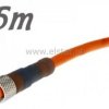 Złącze proste żeńskie M8; 3P + kabel 5m, orange