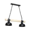 Lampa Wisząca Faro Czarna / Naturalne Drewno 2Xe27 60W Mlp7456 Milagro