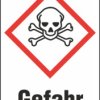 Hazardous goods sign, symbol: GHS06/text: "Gefahr", (W) 37 mm, plastic, 013.30-9-52X37-V / 16 ST.