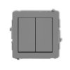 DECO Wyłącznik podwójny świecznikowy zwierny przycisk (dwa klawisze bez piktogramów wspólne zasilanie) szary mat 27DWP-44.1 KARL