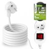 Przedłużacz Sieciowy Kabel z Uziemieniem Listwa Zasilająca 3 Gniazda 5m Włącznik ON/OFF Biały Sznur Lendo Lumiled