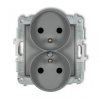ICON Mechanizm gniazda podwójnego do ramki z uziemieniem 2x(2P+Z) (przesłony torów prądowych) szary mat 27IGPR-2zp