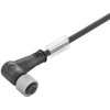 Sensor actuator cable, M12-cable socket, angled to open end, 3 pole, 0.1 m, PUR, black, 4 A, 1108770010