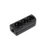 Gniazdo przedłużacza x 3 z uziemieniem czarne GN-30-2