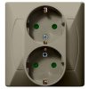 AKCENT Gniazdo podwójne z uziemieniem schuko z przesłonami torów prądowych beżowy GP-2ASP/01 OSPEL