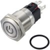 TRU COMPONENTS TC-12647420 Przełącznik wciskany 250 V/AC 3 A 1 x wył/(wł) IP65 zielony zatrzask stal nierdzewna 1 szt.