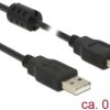 Delock Kabel USB USB 2.0 Złącze męskie USB-A, Złącze męskie USB-A 0.50 m czarny z rdzeniem ferrytowym 84888