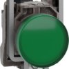Signal light, with protection, 110-240 VAC, illuminable, waistband round, green, front ring metal, mounting Ø 22.5 mm, XB4BVGM3T