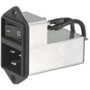 Suppressor filter IEC plug C20, 50 to 60 Hz, 20 A, 250 VAC, 300 µH, faston plug 6.3 mm, EC12.1201.001