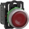 Pushbutton, for universal LED, illuminable, 1 Form A (N/O) + 1 Form B (N/C), waistband round, red, front ring light gray, mounti