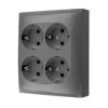 Simon Aquaclick Gniazdo IP20, Schuko, 4-krotne, z przesł. torów prądowych, szybkozłącza, szary ACGSZN4CZ/16