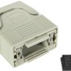 D-Sub connector housing, size: 1 (DE), straight 180°, angled 23°, cable Ø 3.3 to 14 mm, plastic, pebble gray, 09670090200160