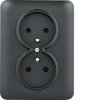 Lumina Gniazdo zasilające z uziemieniem podwójne kompletne 16A/250VAC czarne WL1223