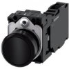 Przycisk, 22 mm, okrągły, plastikowy, czarny, przycisk, płaski, zestyk chwilowy, z uchwytem 1 NO + 1 NC 3SU1100-0AB10-1FA0