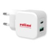 Ładowarka Usb Roline Z Wtyczką Euro, 2 Porty (Typ A Qc3.0, Typ C Pd), 20W