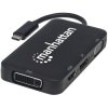 Manhattan 152600 USB-C Dock/Hub, Ports (x4): DisplayPort, DVI-I, HDMI or VGA, N