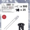 Quadrios 25O219 Akcesoria LED czerwony okrągły 3 mm 2500 mcd 20 mA 2.0 V