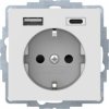 Q.x Gniazdo SCHUKO z gniazdem ładowania USB A+C 2.4/3.0 A samozaciski biały aksamit 48046089