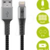 49269 Sync and charging cable, USB-A > Lightning, 2.0 m, textile, blac