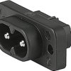 Panel plug C8, 2 pole, screw mounting, solder connection, black, 6160.0013