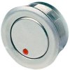 Vandal-proof pushbutton, 1 pole, silver, illuminated  (red), 0.125 A/48 V, mounting Ø 19 mm, IP67, 1241.2855