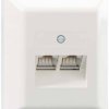 Rutenbeck UAE 2x8(8) Ap rw Gniazdo sieciowe nadtynkowy wkład z płytką centralną i ramką CAT 3 czysty biały