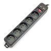 Listwa zasilająca z zabezpieczeniami Akyga AK-SP-05U czarna - 5 gniazd + 2 USB - 1,5m