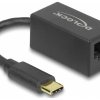 Delock USB-C, RJ45 adapter [1x złącze męskie USB-C - 1x złącze żeńskie RJ45] 66043 9 cm z LED