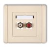 Flexi Gniazdo Podwójne Rca (Typu Cinch - Biały I Czerwony, Pozłacane) Beżowy...
