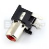 Gniazdo RCA żeńskie kątowe THT z czerwonym oznacznikiem - produkt wycofany