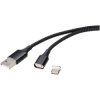 Renkforce RF-4746076 USB Cable USB-A to USB-C Black Magnetic 1m