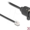 87965 RJ10 cable, male / female, D-type, black, 30 cm