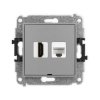 MINI Mechanizm gniazda HDMI 2.1, 8K + gniazda komp. poj. 1xRJ45, kat. 6A, 8-stykowy, bez pola opisowego szary mat 27MGHKBO-86A