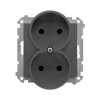 Simon 55 Gniazdo wtyczkowe podwójne bez uziemienia z przesłonami (moduł) 16 A, 250 V~, szybkozłącza Grafitowy mat TG2MCZ.01/116