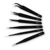 Set of 6 precision anti-static tweezers