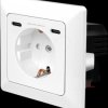 PA0331 Flush-fitted socket, 1x CEE 7/3, 2x USB-C, 25 W, white