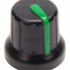 Pokrętło N-4 znacznik zielony; średnica osi 6mm;fi 16x14mm;