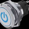 Vandal-proof pushbutton, silver, illuminated  (blue), mounting Ø 19 mm, IP65/IP67, 82-6151.2A24.B002