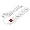 Przedłużacz 5 gniazd, kabel 1.5m, płaska wtyczka, 16A, 3G1.5, biały, z włącznikiem