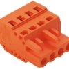 Socket header, 4 pole, pitch 5.08 mm, angled, orange, 231-304/026-000