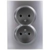 LOGI Gniazdo podwójne 2x2P+Z kompletne śrubowe 16A 250V Srebrny 25212