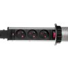 Gniazdo meblowe fi6cm, 3x250V AC wysuwane z blatu z blokadą i przewodem 1,8m srebrne OR-AE-1347