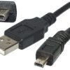 Kabel USB wtyk A - wtyk mini BM 5P, czarny 1,5m; Fuji, Sanyo, Nikon