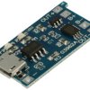 Moduł rozszerzeniowy; Zasilacz buforowy, ładowarka (li-ion); TP4056; 4,5÷5,5 V; 4,2V; 1000mA; gniazdo microUSB