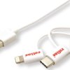ROLINE Kabel USB 2.0 do synchronizacji i ładowania typ A - typ C / 8-pin / USB MicroB, biały, 1 m